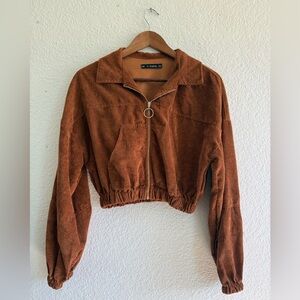 Brown Corduroy Cropped Jacket